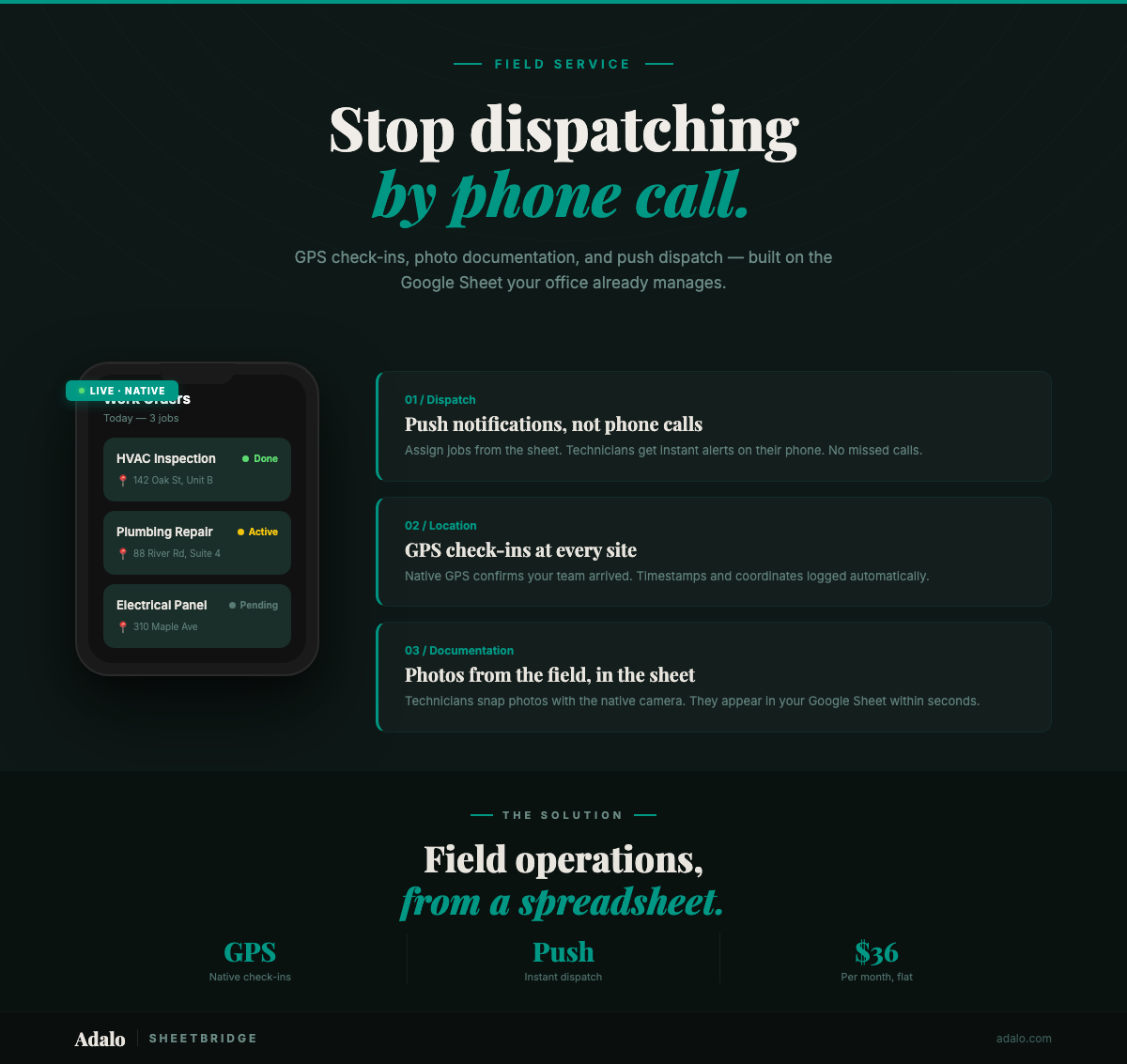 Crie um aplicativo de atendimento de campo a partir do Google Sheets
