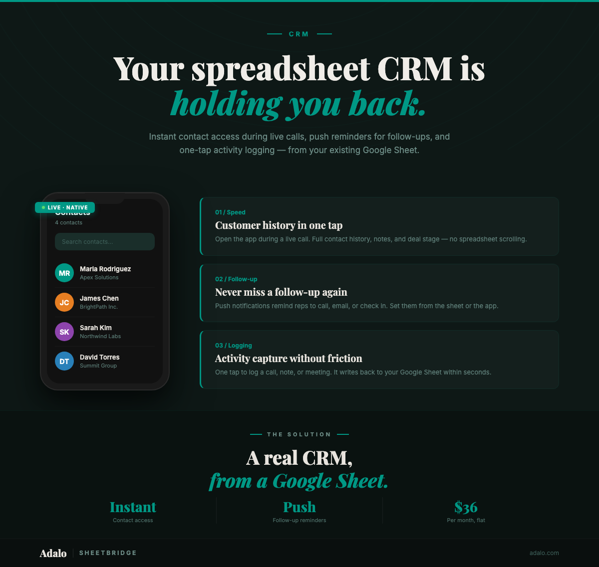 Transforme seu CRM do Google Sheets em um aplicativo de verdade