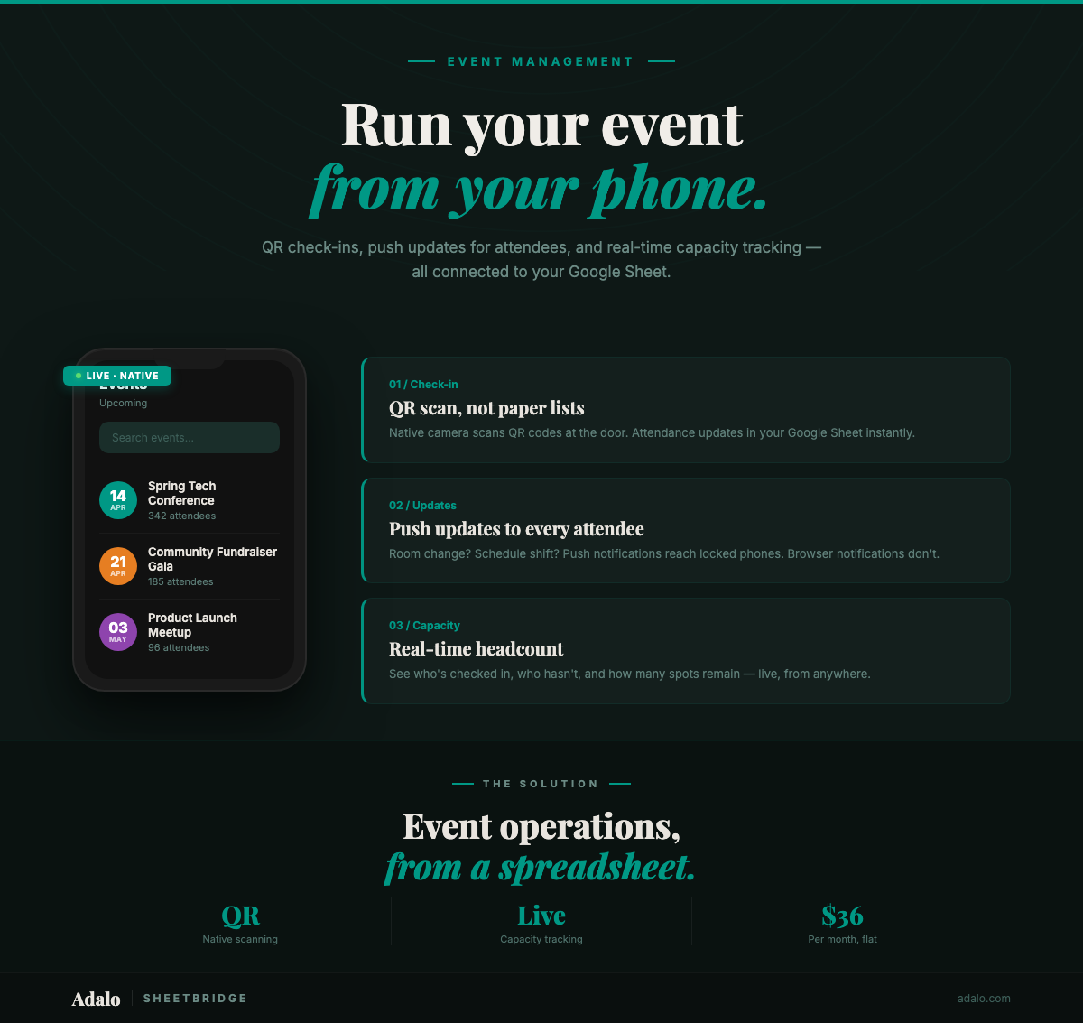 Aplicativo de eventos no Google Sheets em 30 minutos