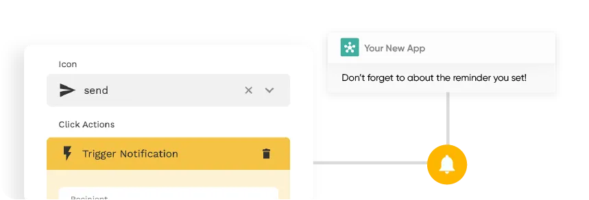 Fluxo de trabalho de ações personalizadas no criador de aplicativos Adalo