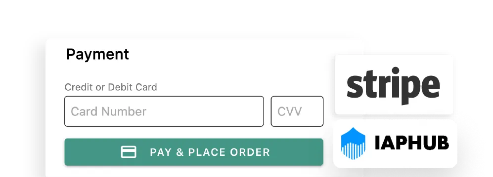Tela de compras e pagamentos dentro do aplicativo em um aplicativo Adalo