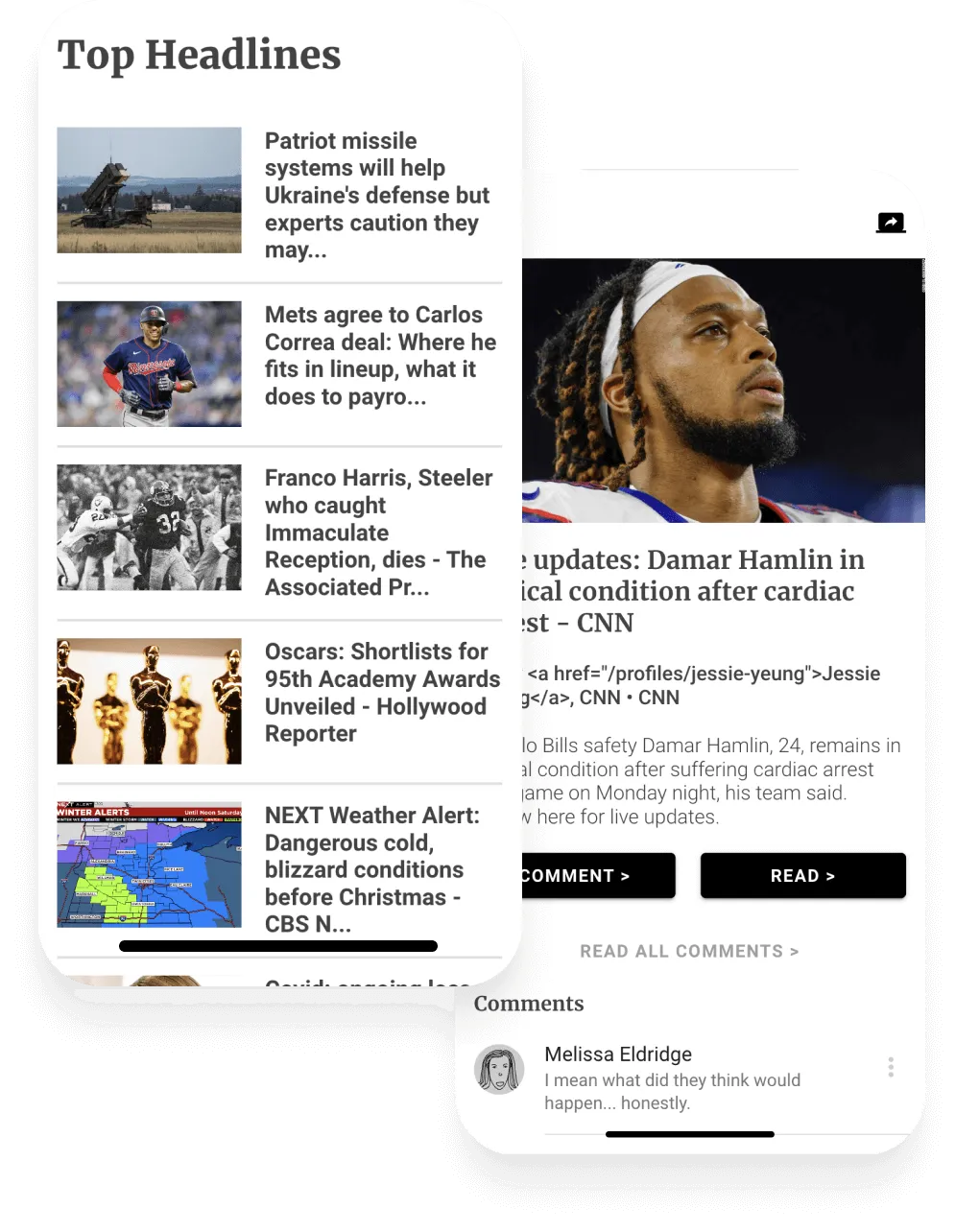 Aplicativos de notícias e clima