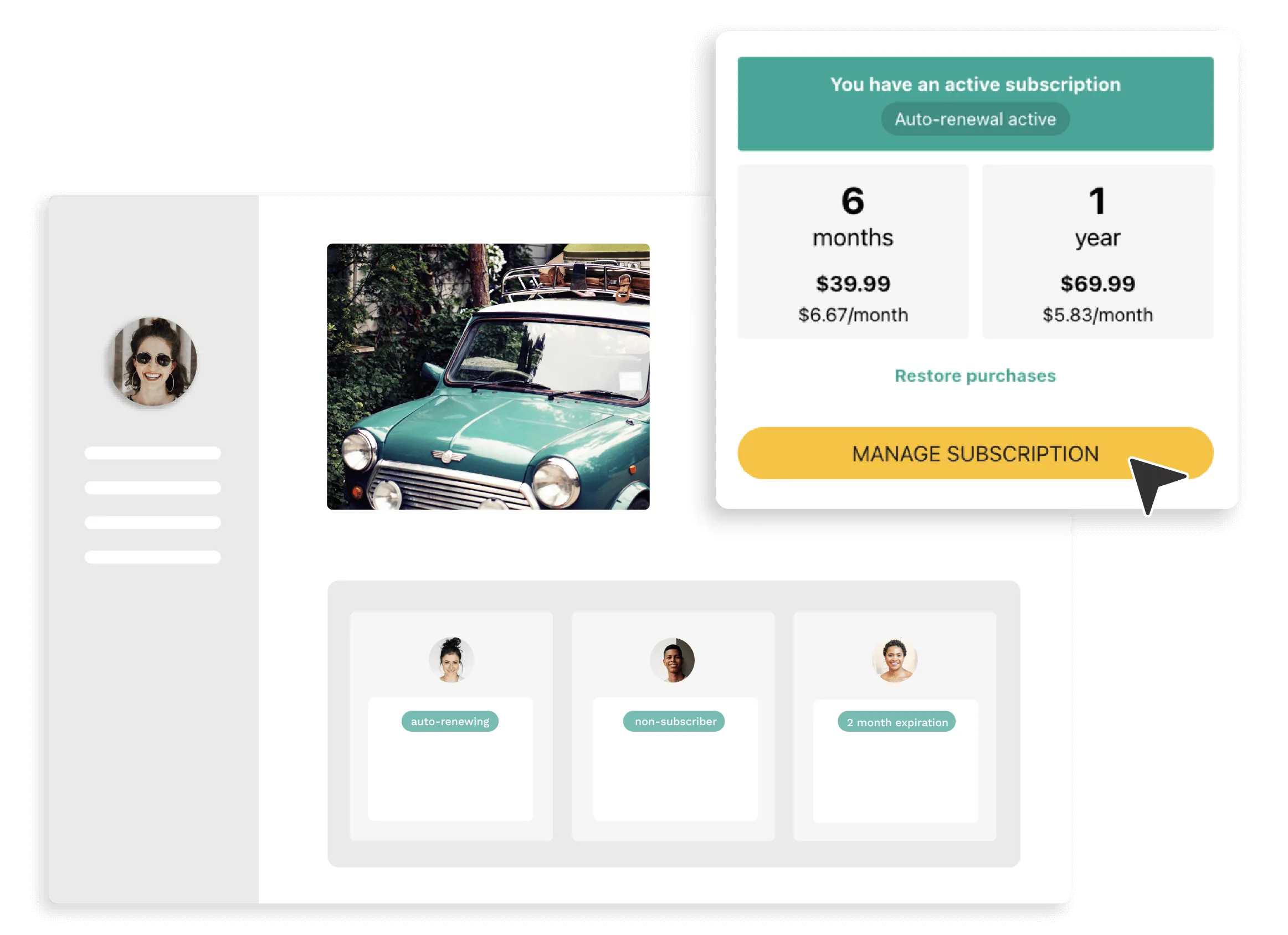 Assinaturas com renovação automática e sem renovação