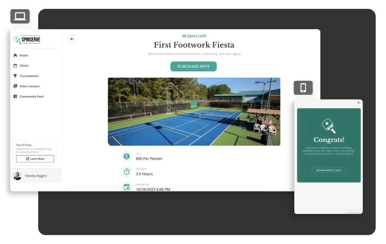 Recurso para navegar, comprar e gerenciar aulas para seu aplicativo móvel Gráfico