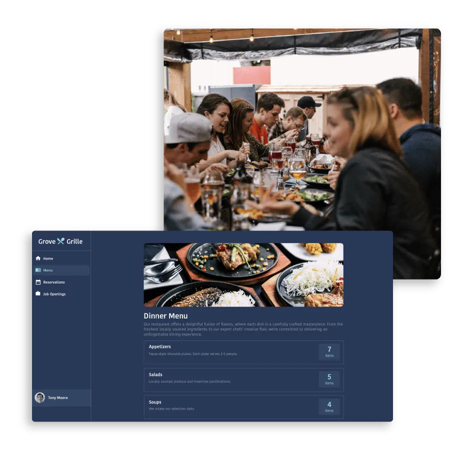 Exibir seus itens de menu