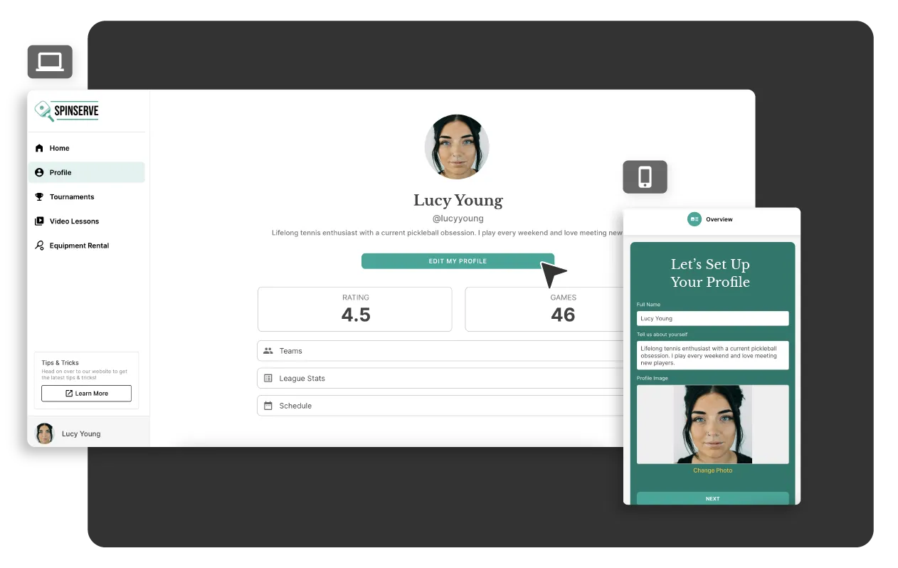 Configurações da conta de usuário para o gráfico do aplicativo No-Code