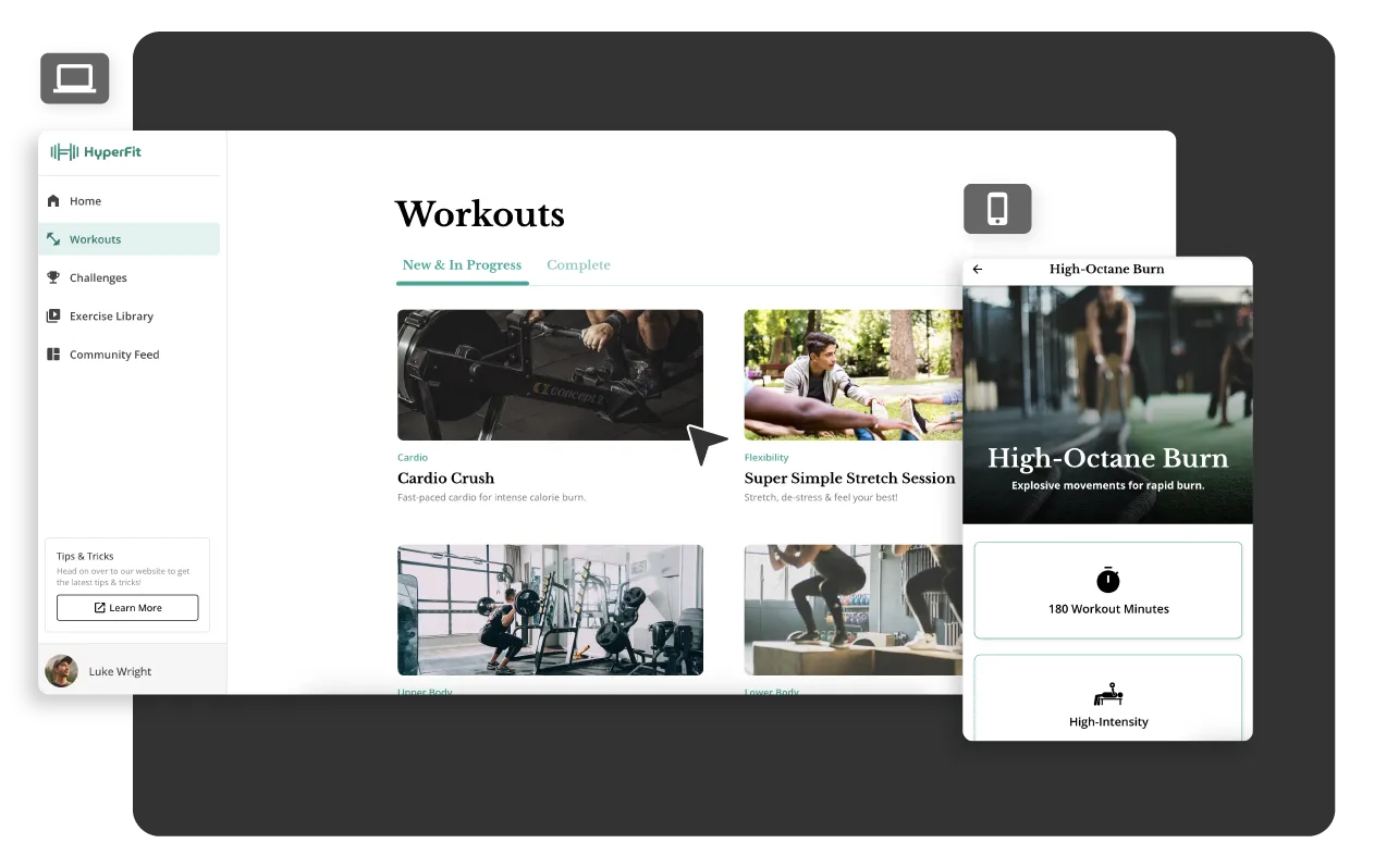 Atribua exercícios em seu aplicativo de treinamento pessoal personalizado