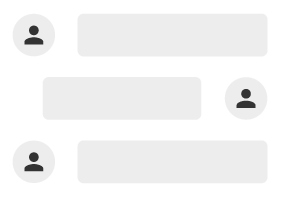 Uma sequência simplificada de mensagens entre duas pessoas. 