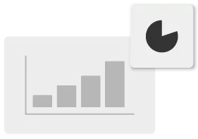 Um conjunto simples de gráficos, um gráfico de barras e um gráfico de pizza. 