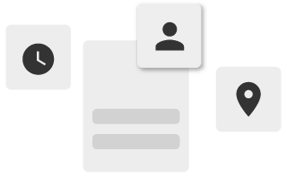 Um grupo simples de ícones relacionados ao planejamento de eventos, como local, horário e contagem de convidados. 