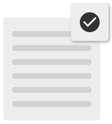 Um documento simplificado com uma marca de seleção para aprovação.
