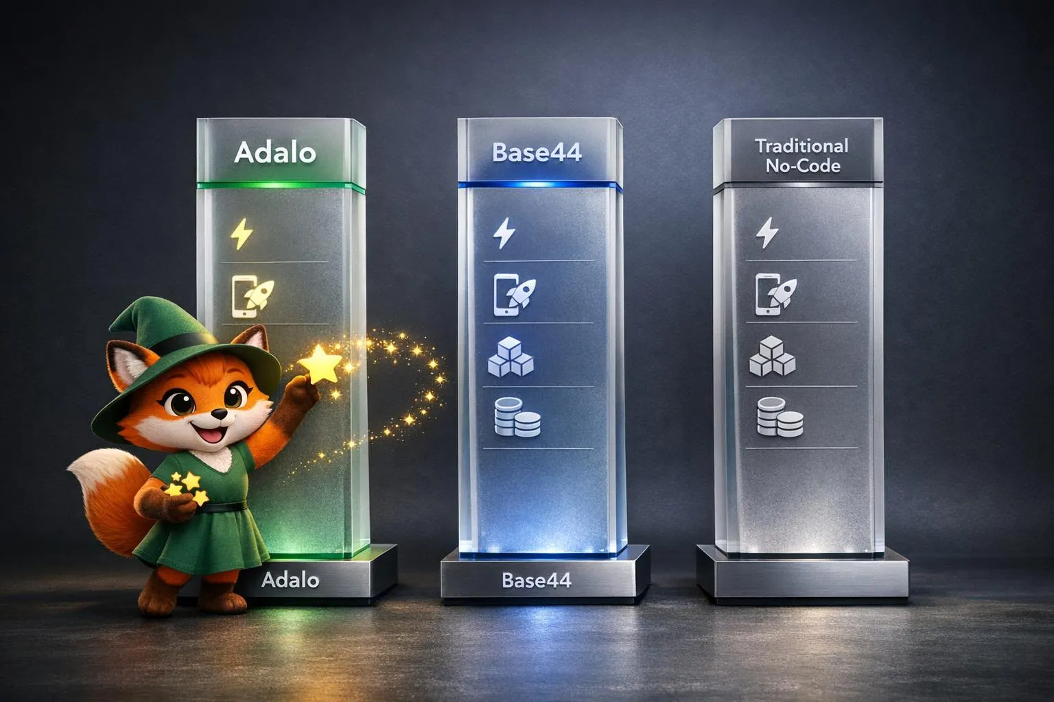 Comparação entre criadores de aplicativos de IA: Adalo vs Base44 vs Tradicional sem código