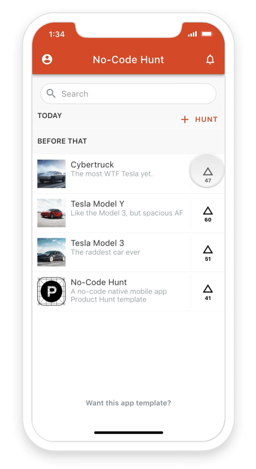 Pré-visualização do clone do Product Hunt