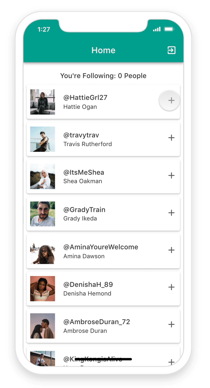 Visualização da função “Seguir”